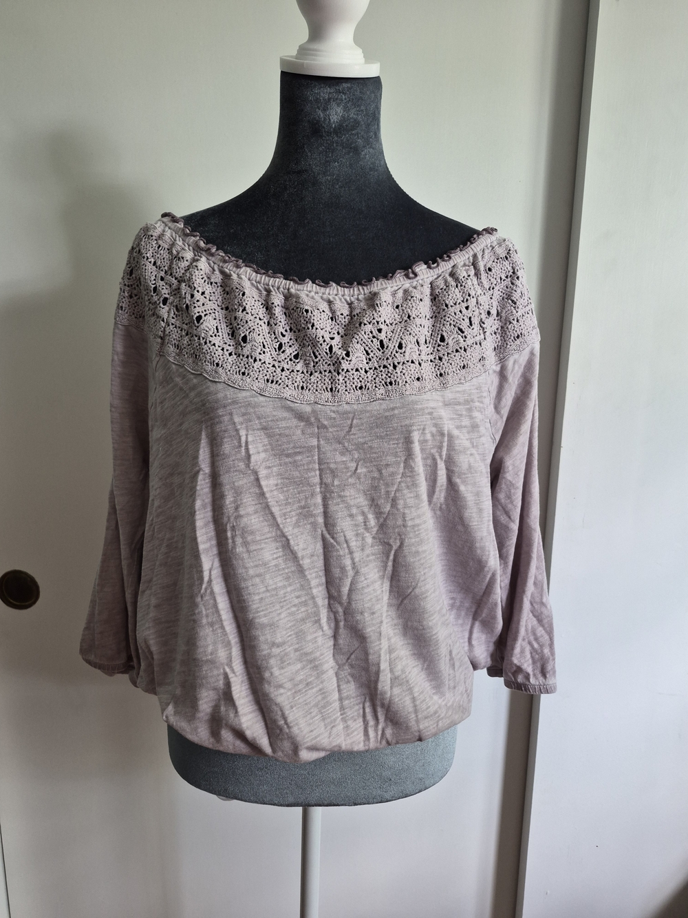Sonoma Lilac Crochet Yoke Peasant Top